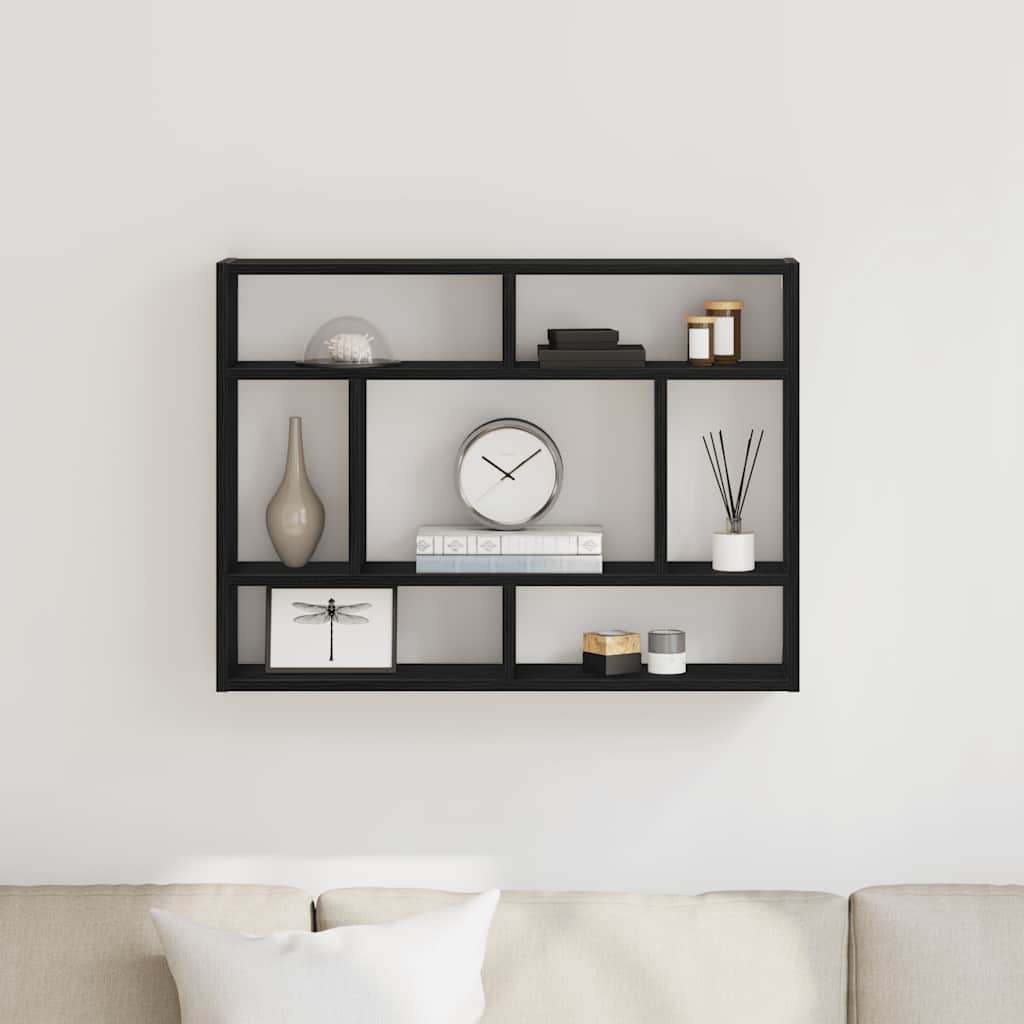 vidaXL Ράφι Τοίχου Μαύρη Δρυς 75x16x55 εκ. από Τεχνητό Ξύλο