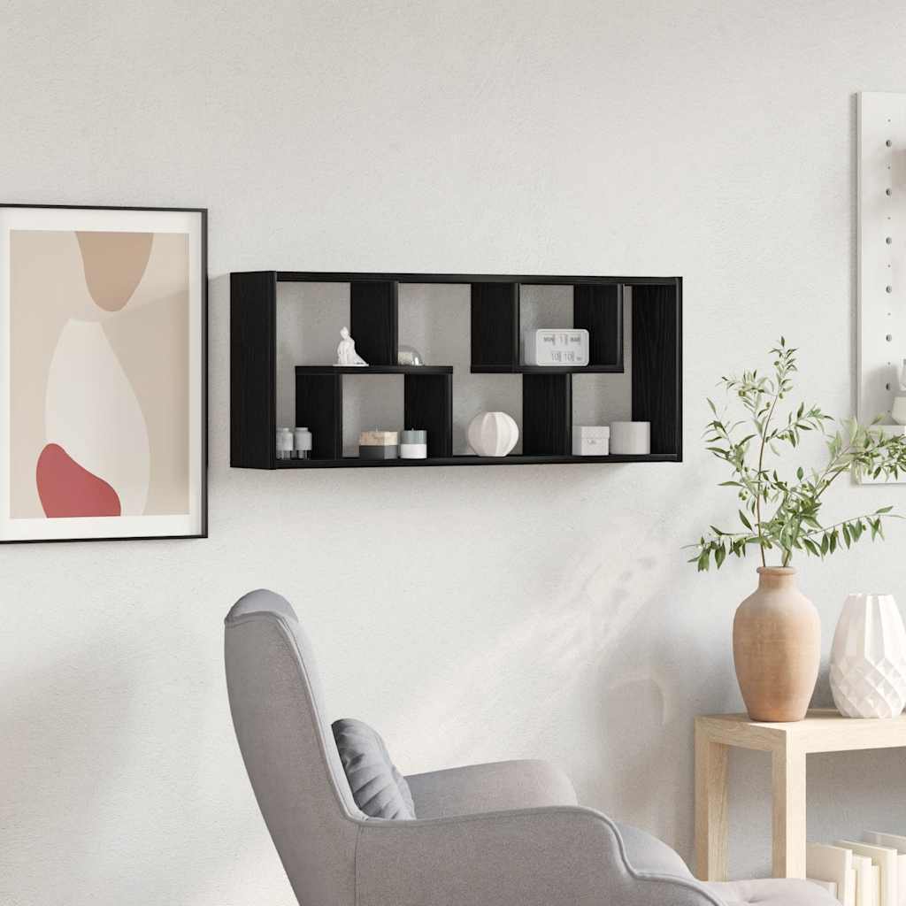 vidaXL Ράφι Τοίχου Μαύρη Δρυς 36 x 16 x 90 εκ. από Τεχνητό Ξύλο
