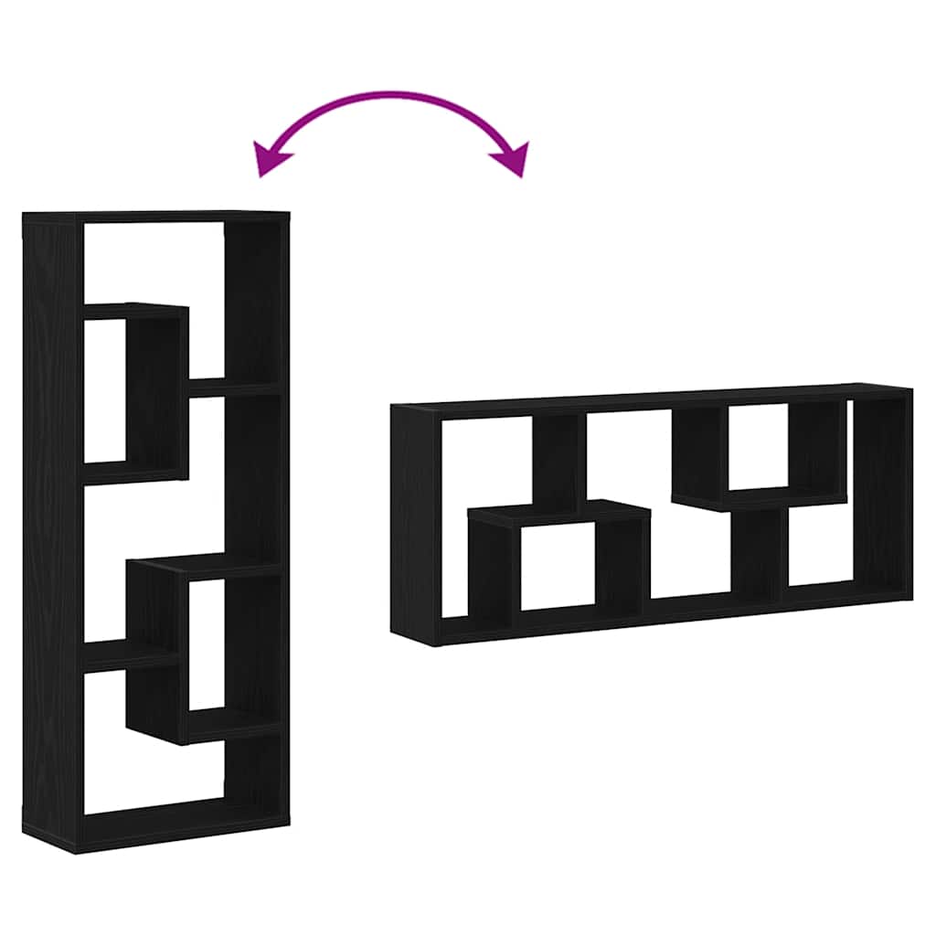 vidaXL Ράφι Τοίχου Μαύρη Δρυς 36 x 16 x 90 εκ. από Τεχνητό Ξύλο