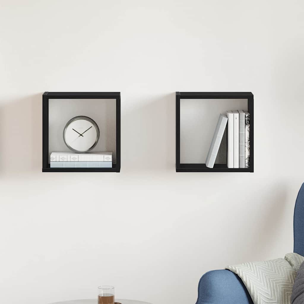vidaXL Ράφια Τοίχου Κύβοι 2 τεμ. Μαύρο Δρυς 30x15x30 εκ. από Τεχνητό Ξύλο
