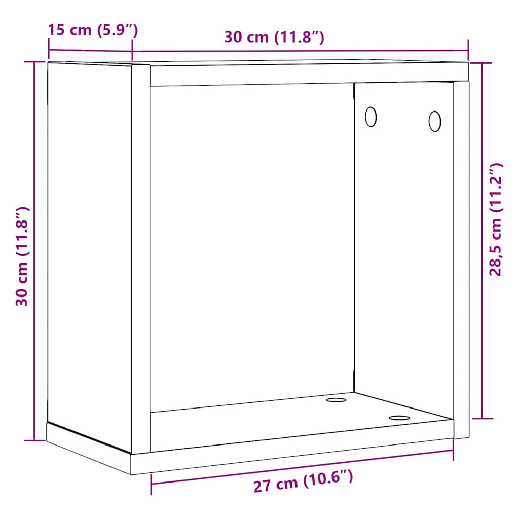 vidaXL Ράφια Τοίχου Κύβοι 6 τεμ. Μαύρο Δρυς 30x15x30 εκ. από Τεχνητό Ξύλο