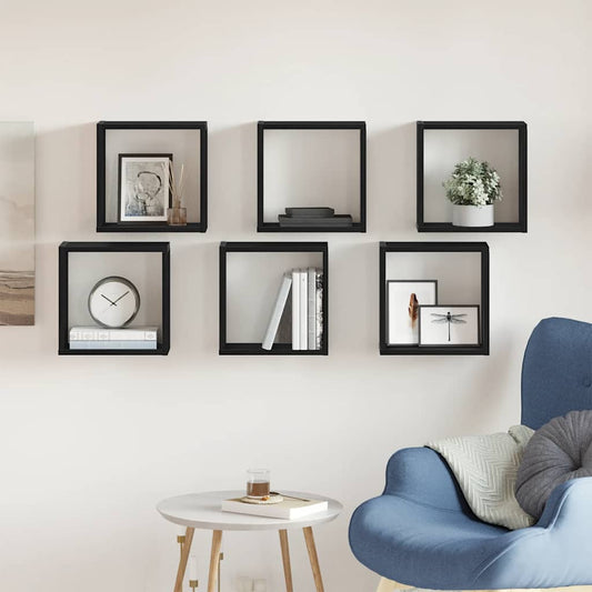 vidaXL Ράφια Τοίχου Κύβοι 6 τεμ. Μαύρο Δρυς 30x15x30 εκ. από Τεχνητό Ξύλο