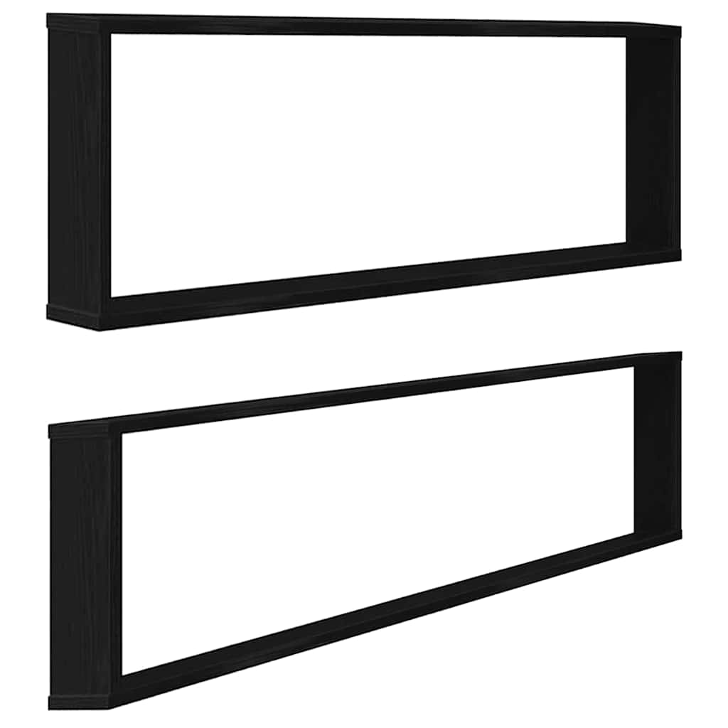 vidaXL Ράφια κύβων τοίχου 2 τεμάχια Μαύρη βελανιδιά 100x15x30 cm