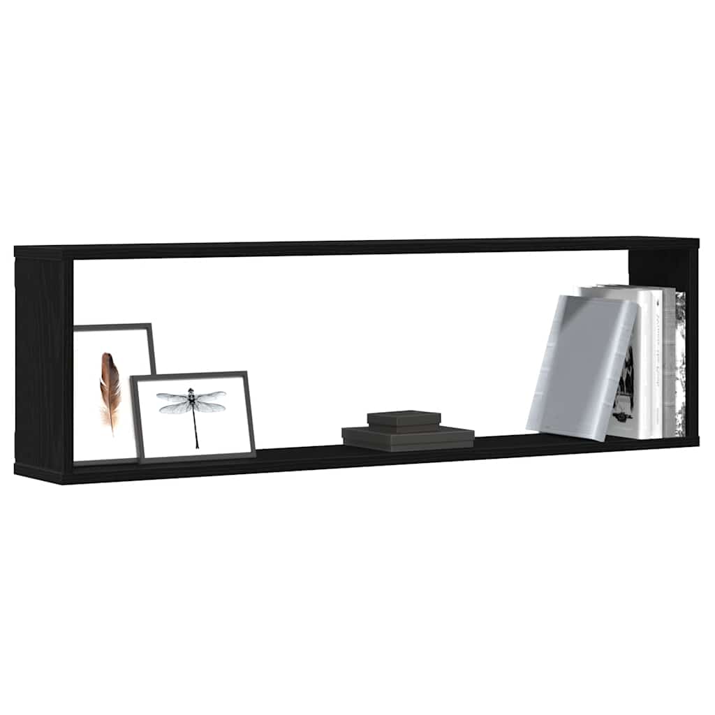 vidaXL Ράφια κύβων τοίχου 2 τεμάχια Μαύρη βελανιδιά 100x15x30 cm