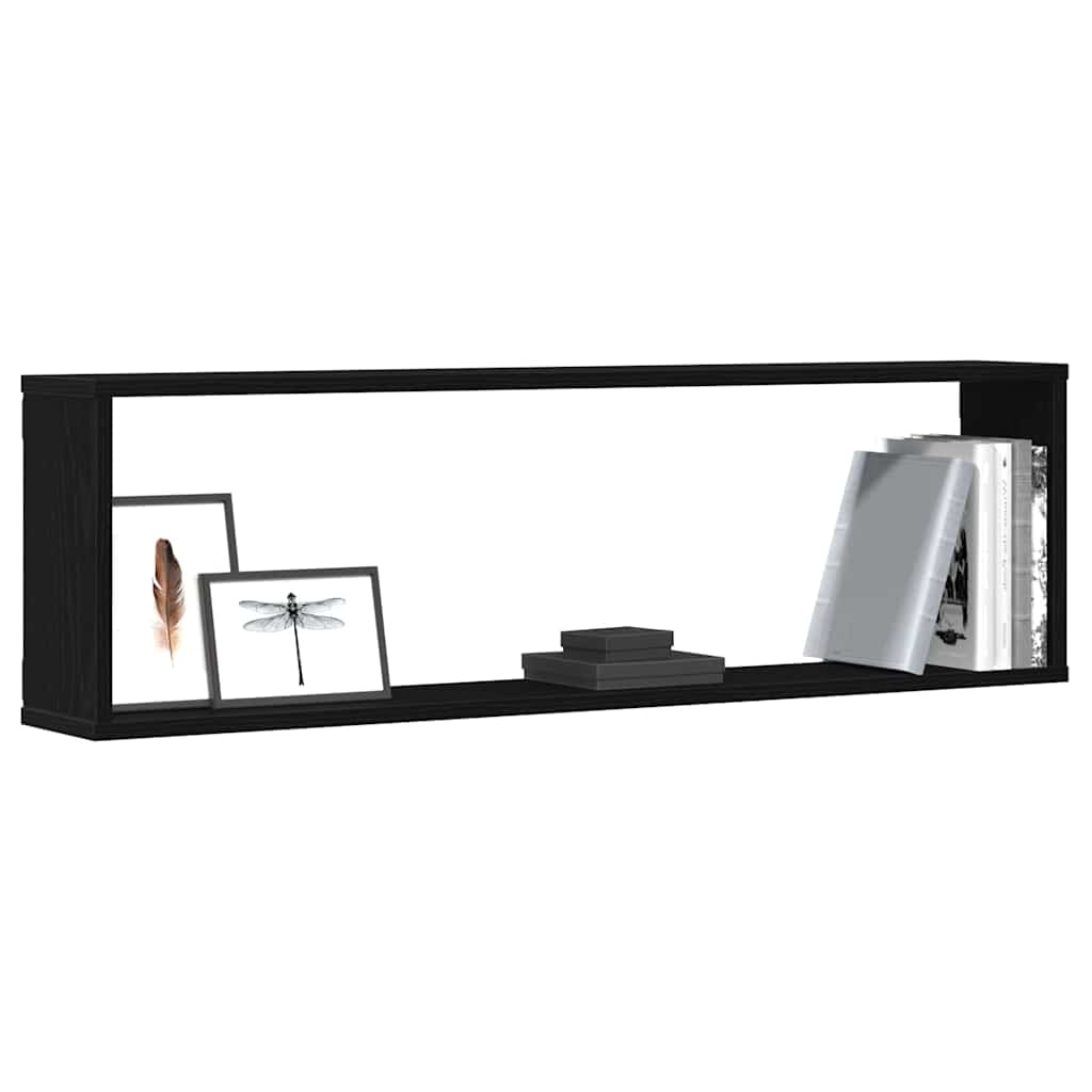 vidaXL Ράφια κύβων τοίχου 4 τεμάχια Μαύρη βελανιδιά 100x15x30 cm