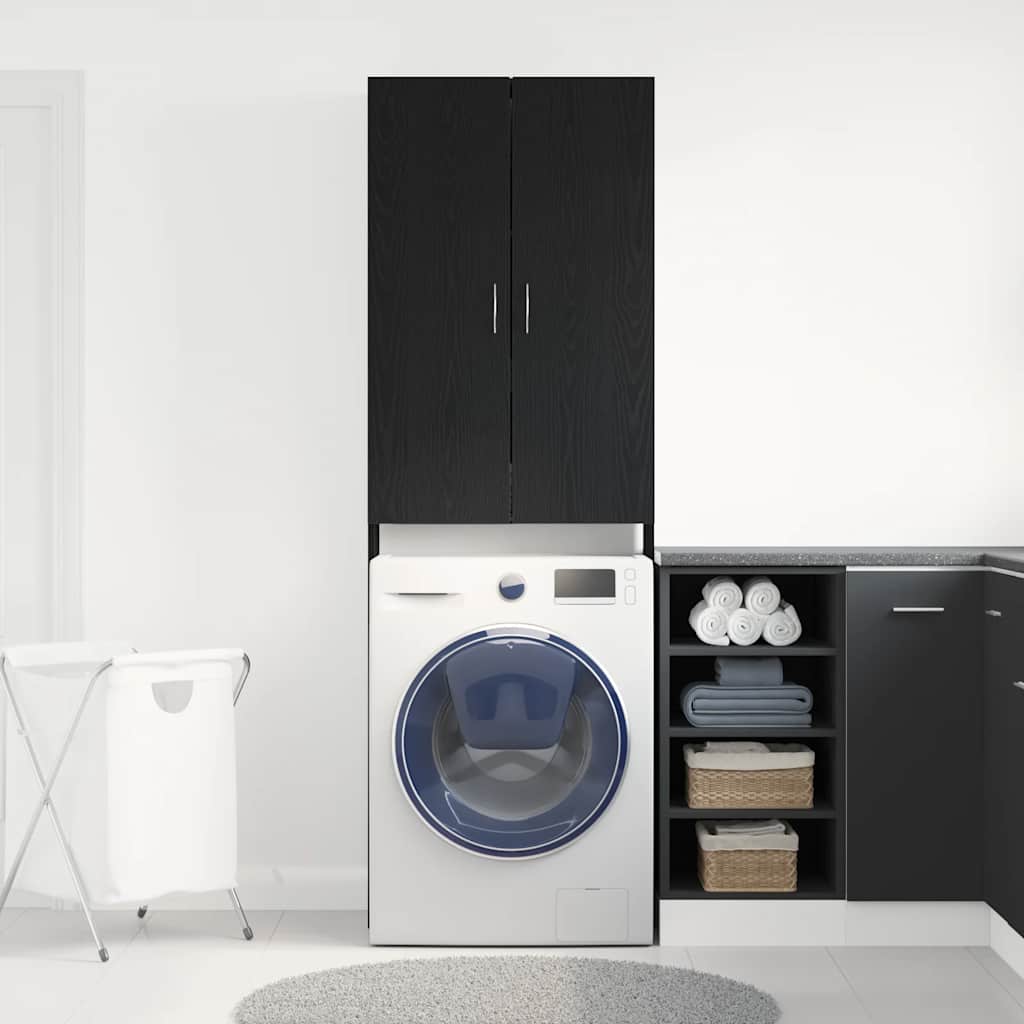 vidaXL Ντουλάπι Πλυντηρίου Ρούχων Μαύρο Δρυς 64x25,5x190 εκ.