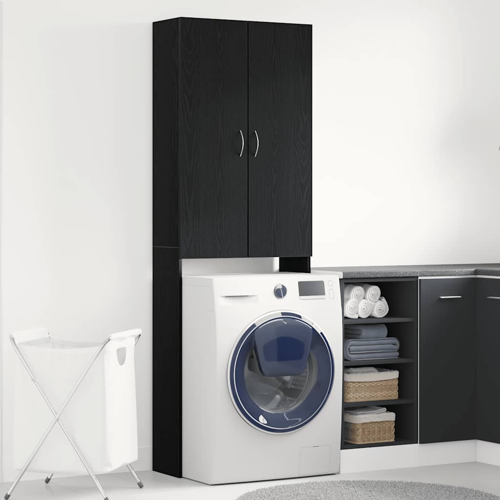 vidaXL Ντουλάπι Πλυντηρίου Ρούχων Μαύρο Δρυς 64x25,5x190 εκ.