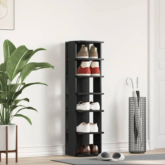 vidaXL Παπουτσοθήκη Μαύρη Δρυς 25x27x102 εκ. από Τεχνητό Ξύλο