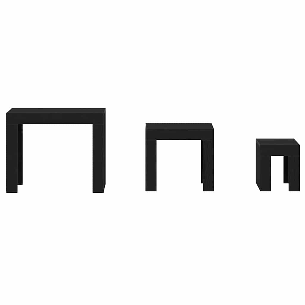 vidaXL Ένθετα τραπέζια 3 pcs Μαύρη Οξυά Επεξεργασμένο ξύλο