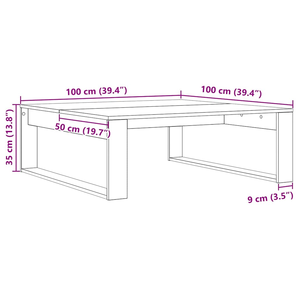 vidaXL Τραπεζάκι σαλονιού Μαύρη Οξυά 100 x 100 x 35 cm