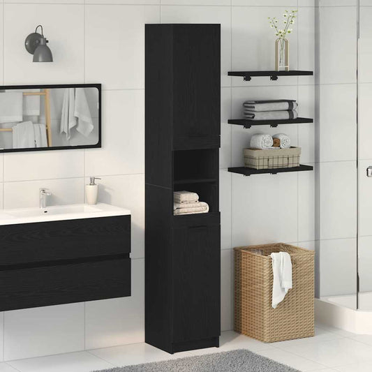 vidaXL Ντουλάπι Μπάνιου με ράφι Μαύρη δρυς 32 x 34 x 188,5 εκ.