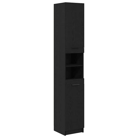 vidaXL Ντουλάπι Μπάνιου με ράφι Μαύρη δρυς 32 x 34 x 188,5 εκ.