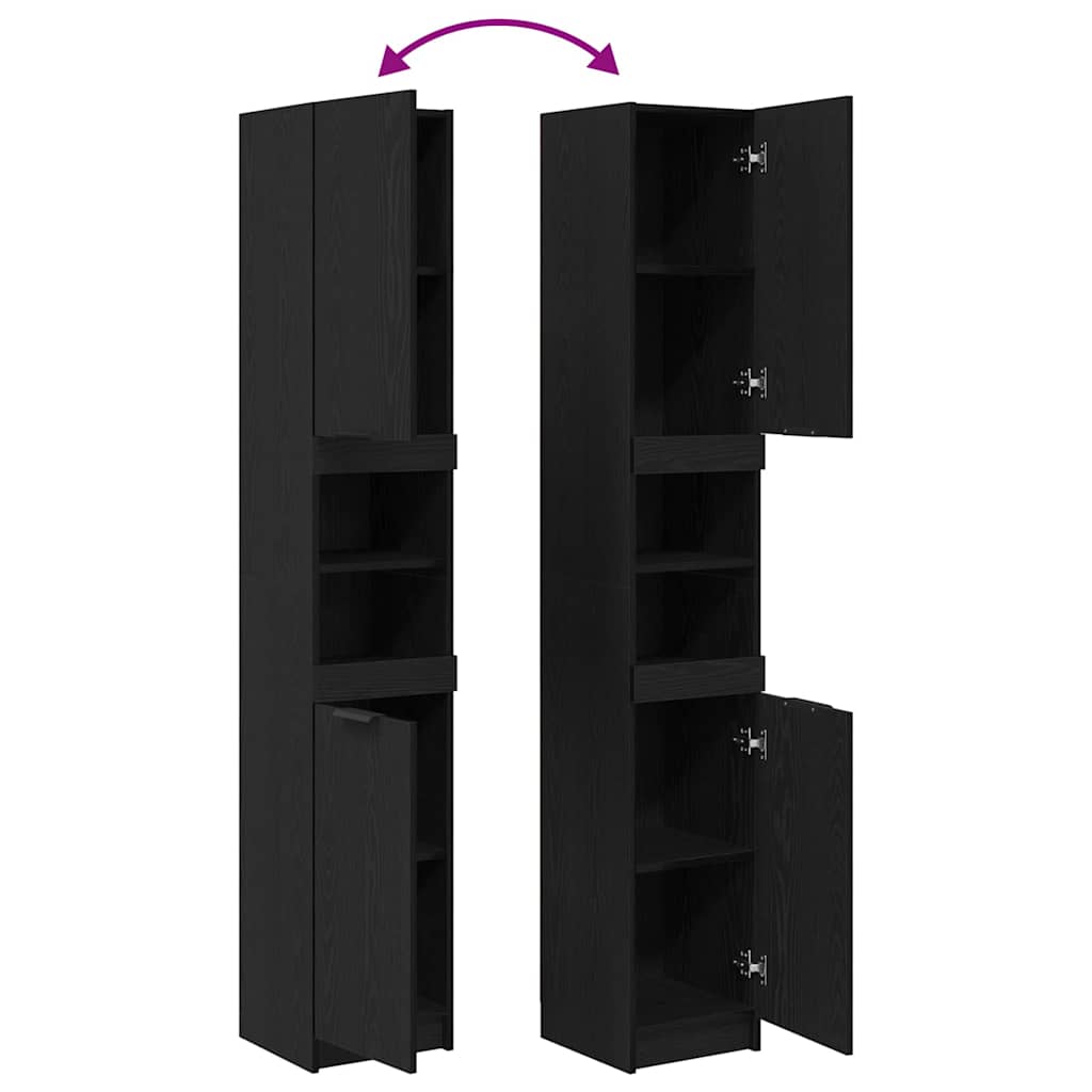 vidaXL Ντουλάπι Μπάνιου με ράφι Μαύρη δρυς 32 x 34 x 188.5 εκ.