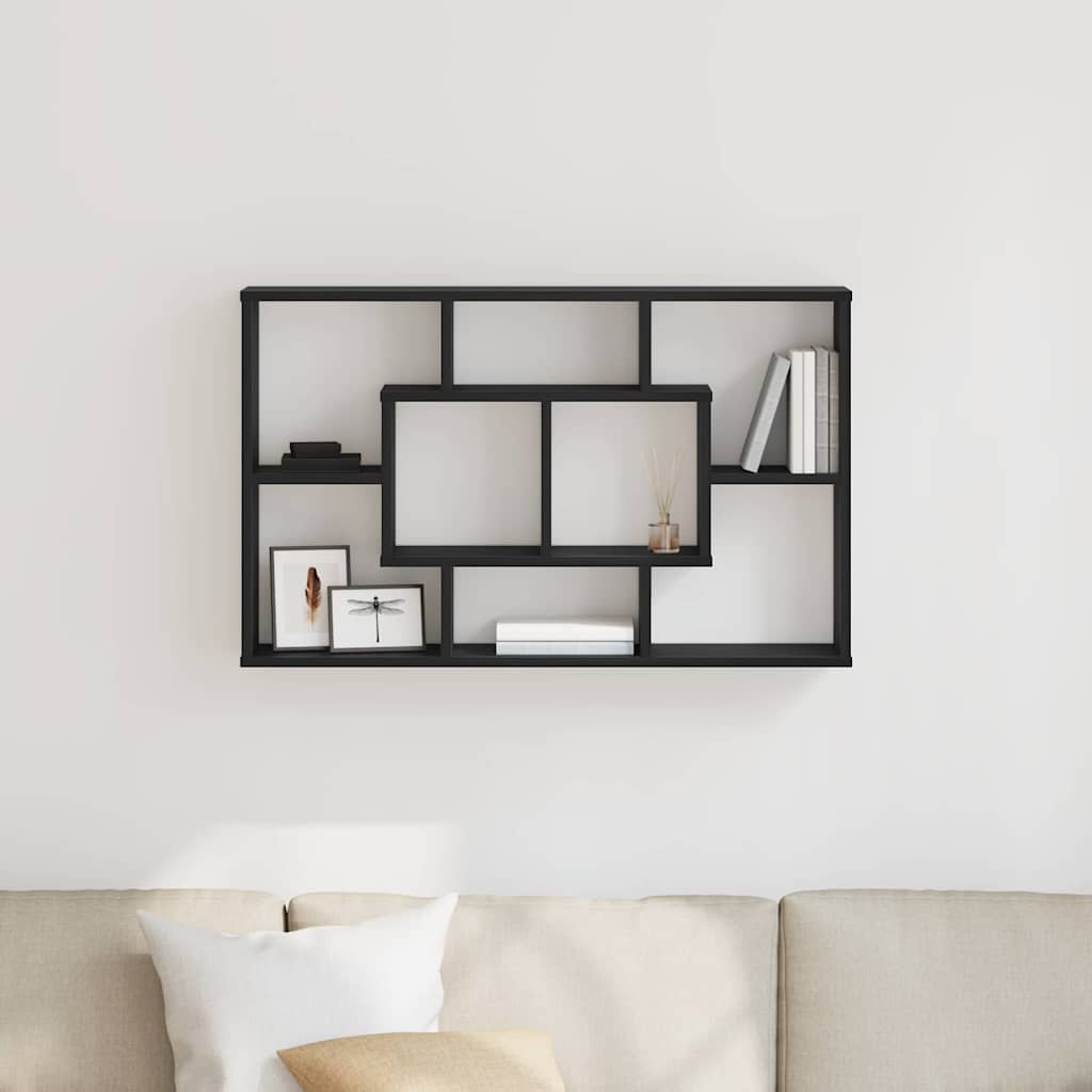 vidaXL Ράφι Τοίχου Μαύρη Οξυά 85 x 16 x 52,5 εκ Επεξεργασμένο ξύλο
