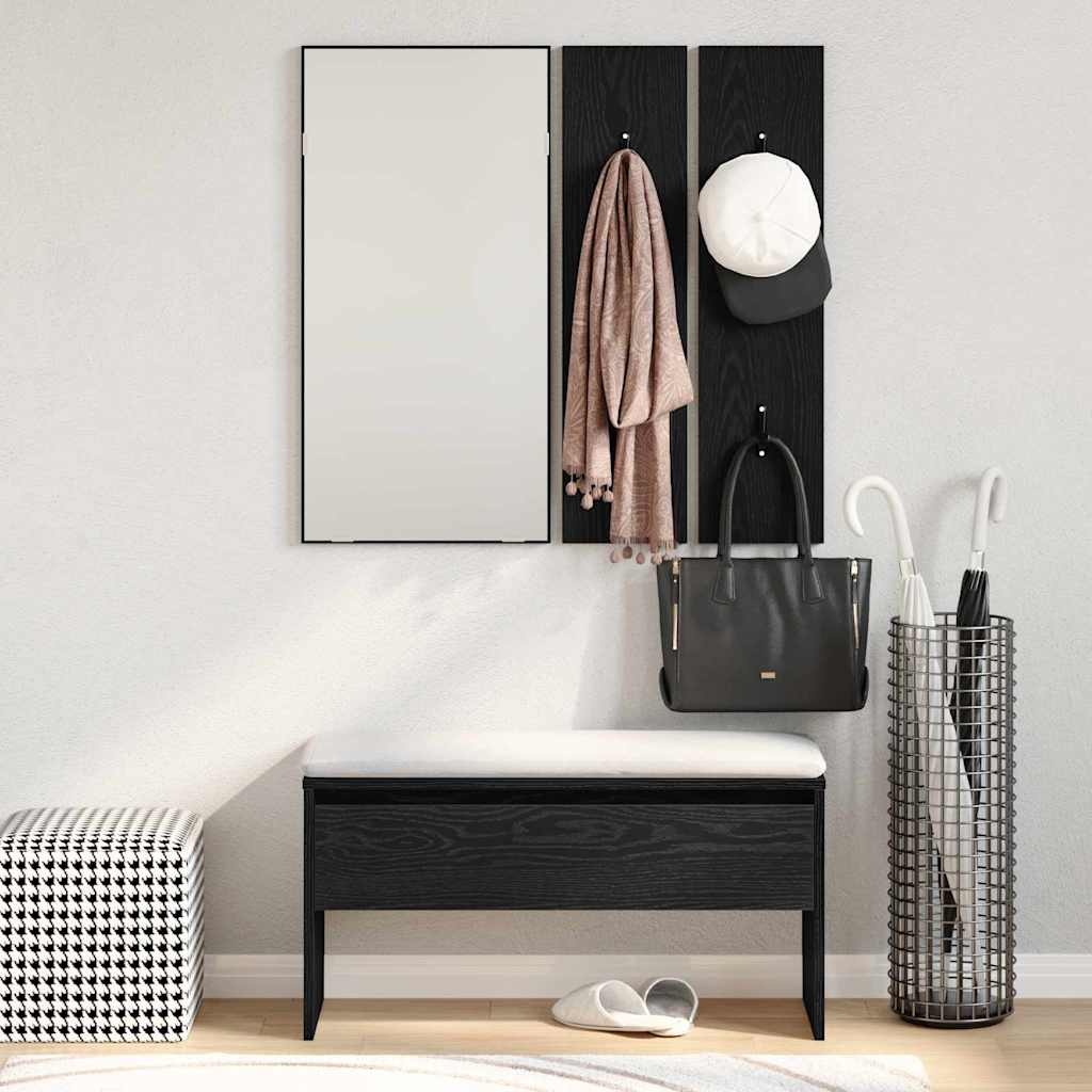 vidaXL Σετ επίπλων χωλ με συρτάρι 4 pcs Μαύρη Οξυά Επεξεργασμένο ξύλο