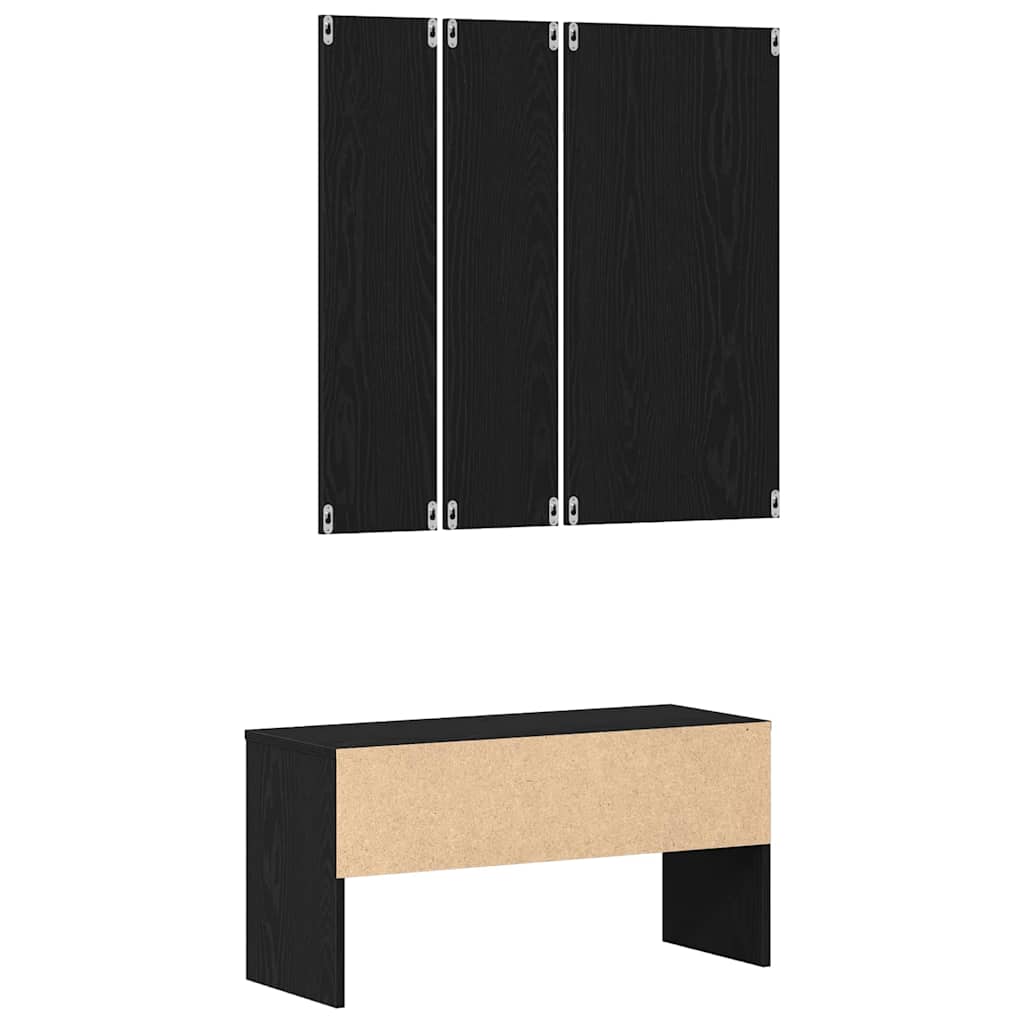 vidaXL Σετ επίπλων χωλ με συρτάρι 4 pcs Μαύρη Οξυά Επεξεργασμένο ξύλο