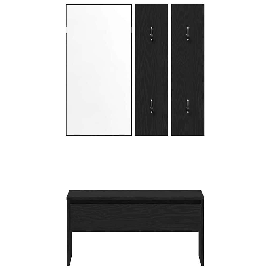 vidaXL Σετ επίπλων χωλ με συρτάρι 4 pcs Μαύρη Οξυά Επεξεργασμένο ξύλο