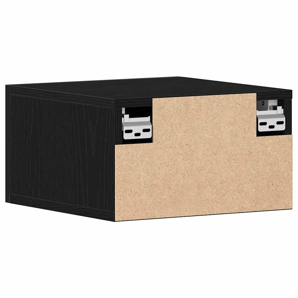 vidaXL Τοίχου κομοδίνο με συρτάρι 2 pcs Μαύρη Οξυά 35 x 35 x 20 εκ