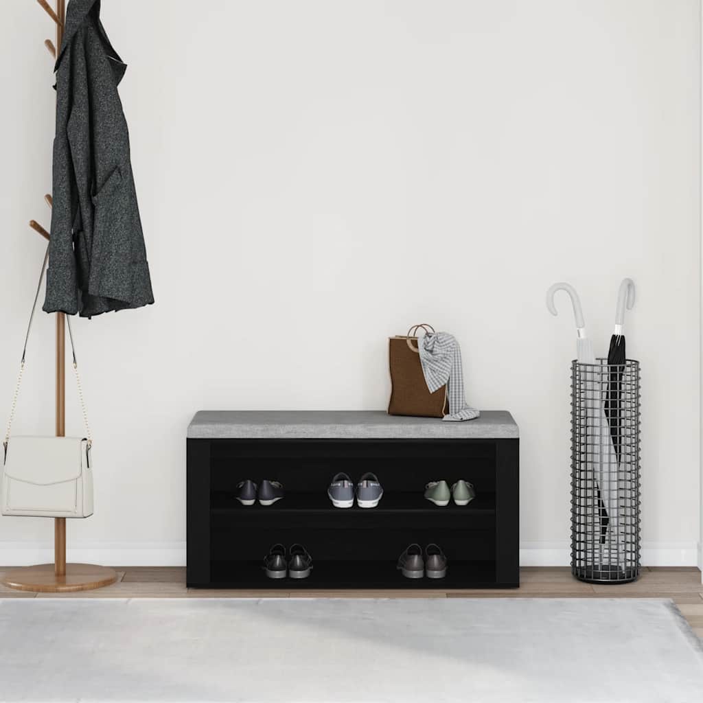 vidaXL Παγκάκι Παπουτσιών Μαύρο Δρυς 100x35x45 εκ. από Τεχνητό Ξύλο