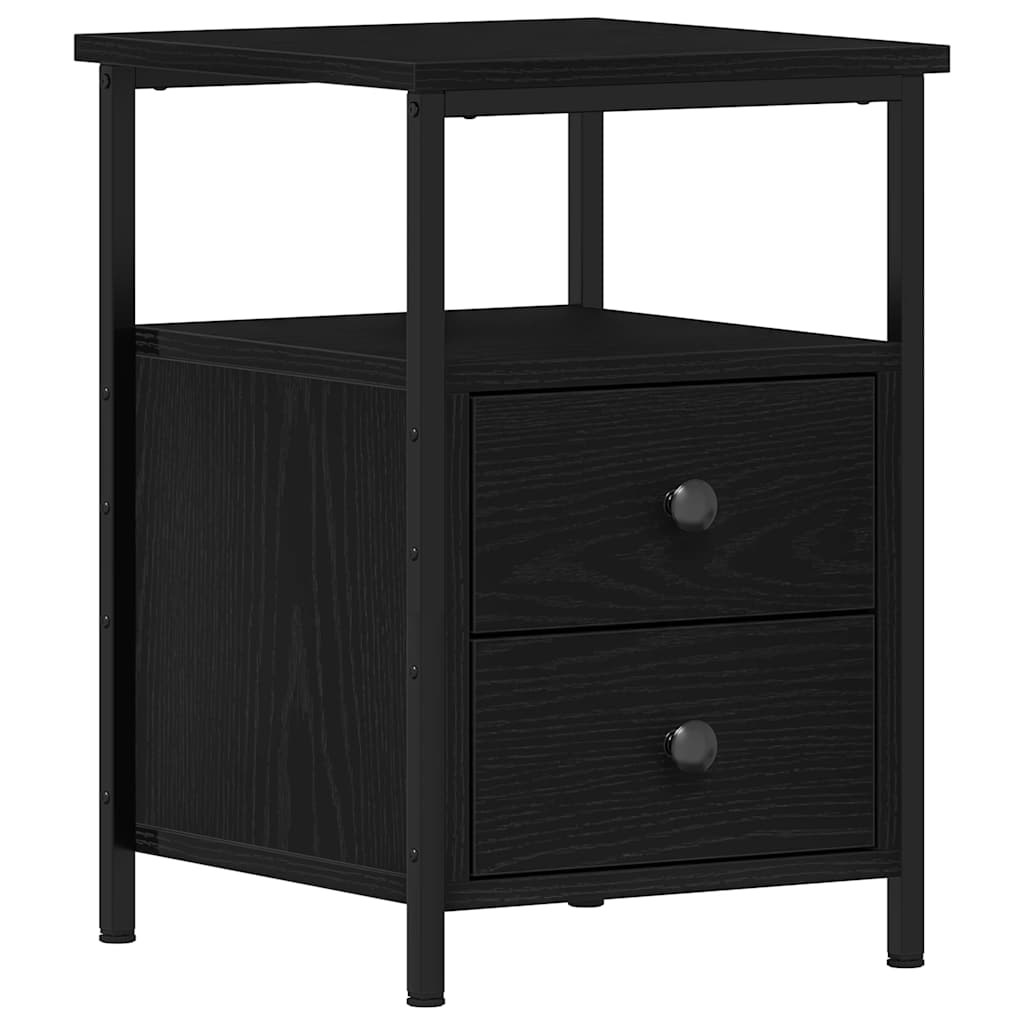 vidaXL Κομοδίνο Μαύρο Δρυς 34x35,5x50 εκ. από Τεχνητό Ξύλο