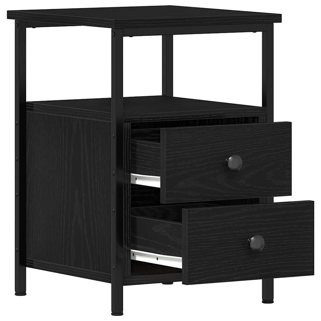 vidaXL Κομοδίνο Μαύρο Δρυς 34x35,5x50 εκ. από Τεχνητό Ξύλο