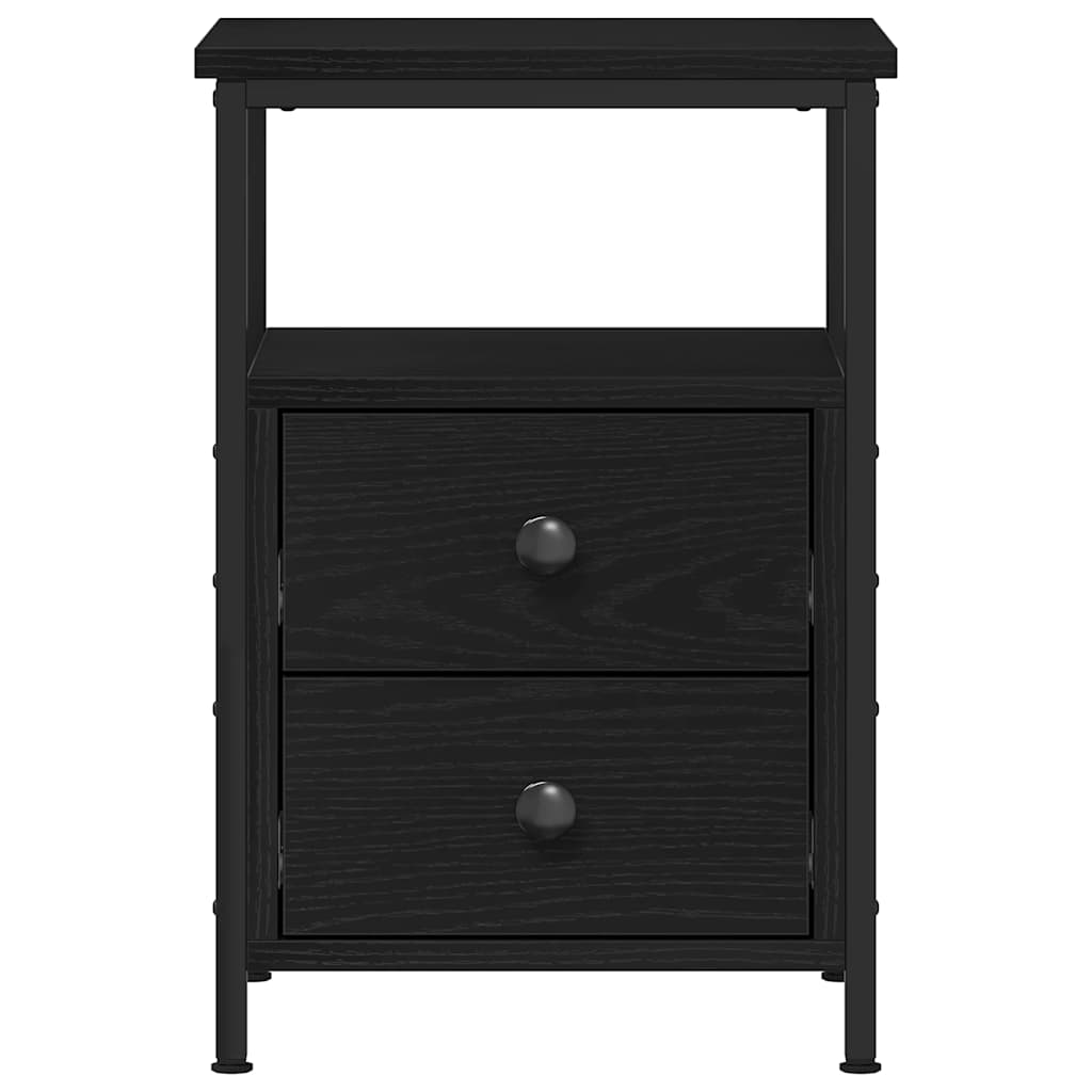 vidaXL Κομοδίνο Μαύρο Δρυς 34x35,5x50 εκ. από Τεχνητό Ξύλο