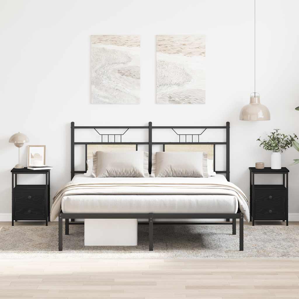 vidaXL Κομοδίνα 2 τεμ. Μαύρη Δρυς 34x35,5x50 εκ. από Τεχνητό Ξύλο