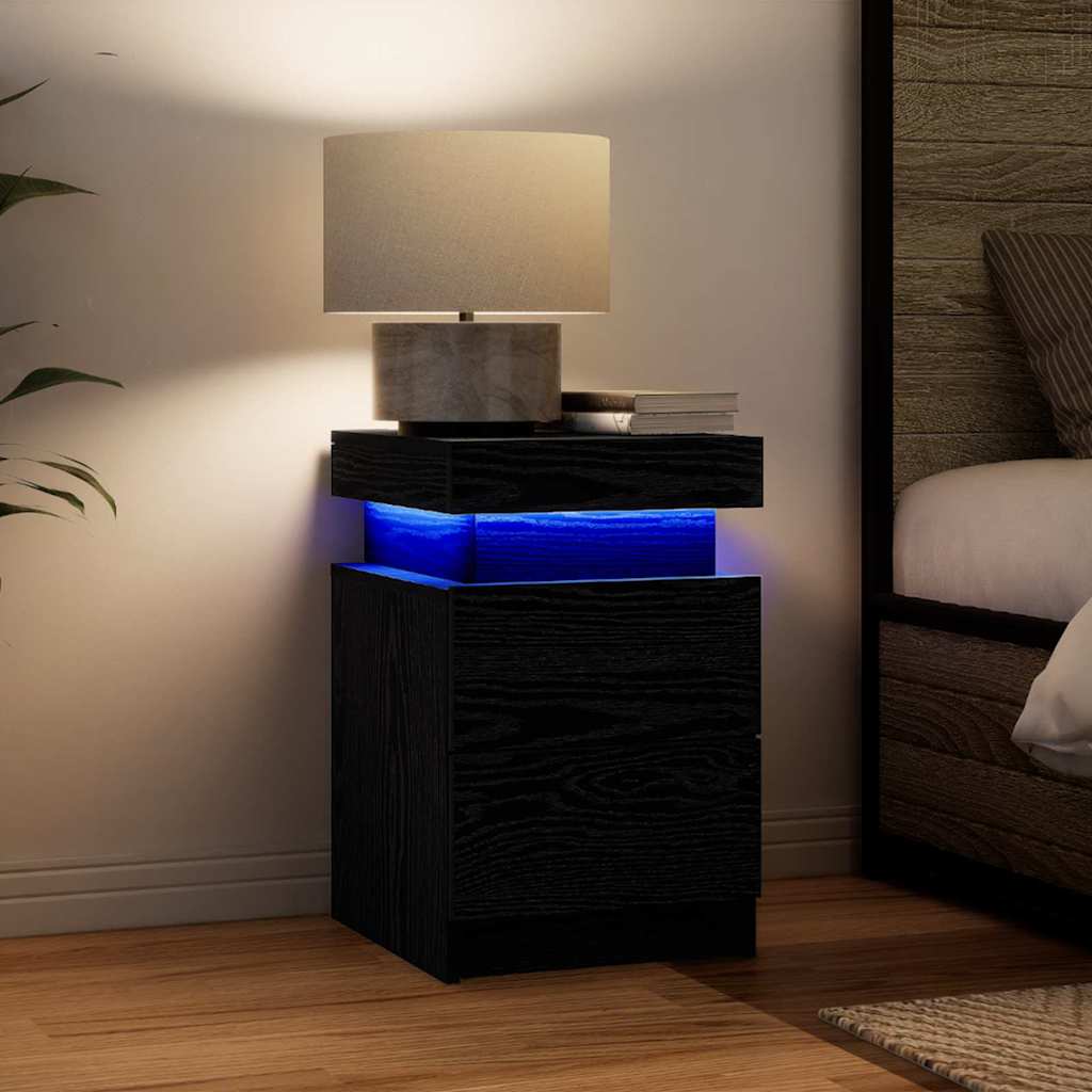 vidaXL Κομοδίνο Μαύρη Οξυά 35 x 39 x 55 εκ. Επεξεργασμένο ξύλο