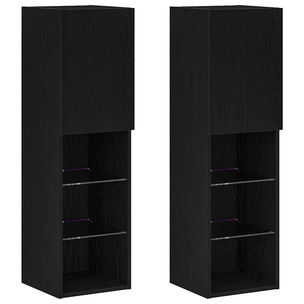 vidaXL Σετ επίπλου τηλεόρασης 2 pcs Μαύρη Οξυά 30,5 x 30 x 102 εκ