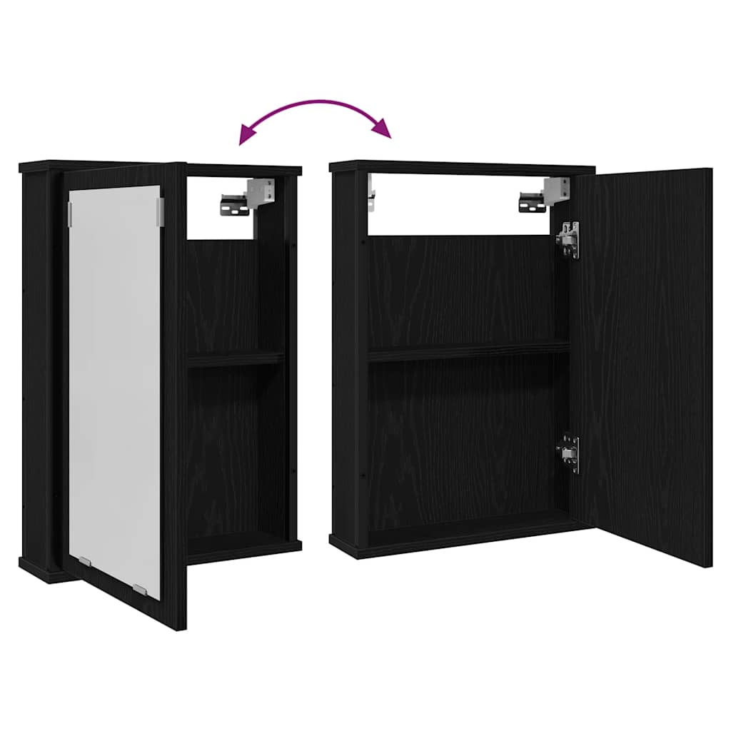 vidaXL Ντουλάπι Καθρέφτη Μπάνιου Μαύρο Δρυς 42 x 12 x 60 εκ. από Τεχνητό Ξύλο