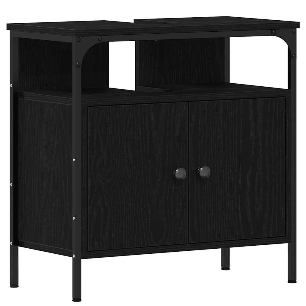 vidaXL Ντουλάπι Νιπτήρα Μπάνιου Μαύρο Δρυς 60x30x60 εκ. από Τεχνητό Ξύλο