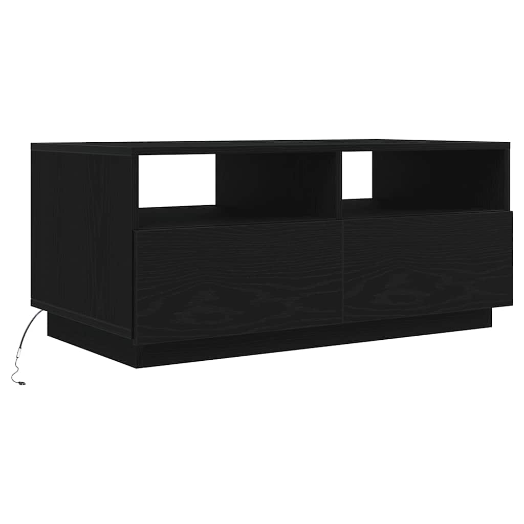 vidaXL Τραπεζάκι Σαλονιού με Φωτάκια LED Μαύρη Δρυς 90x49x40 εκ.