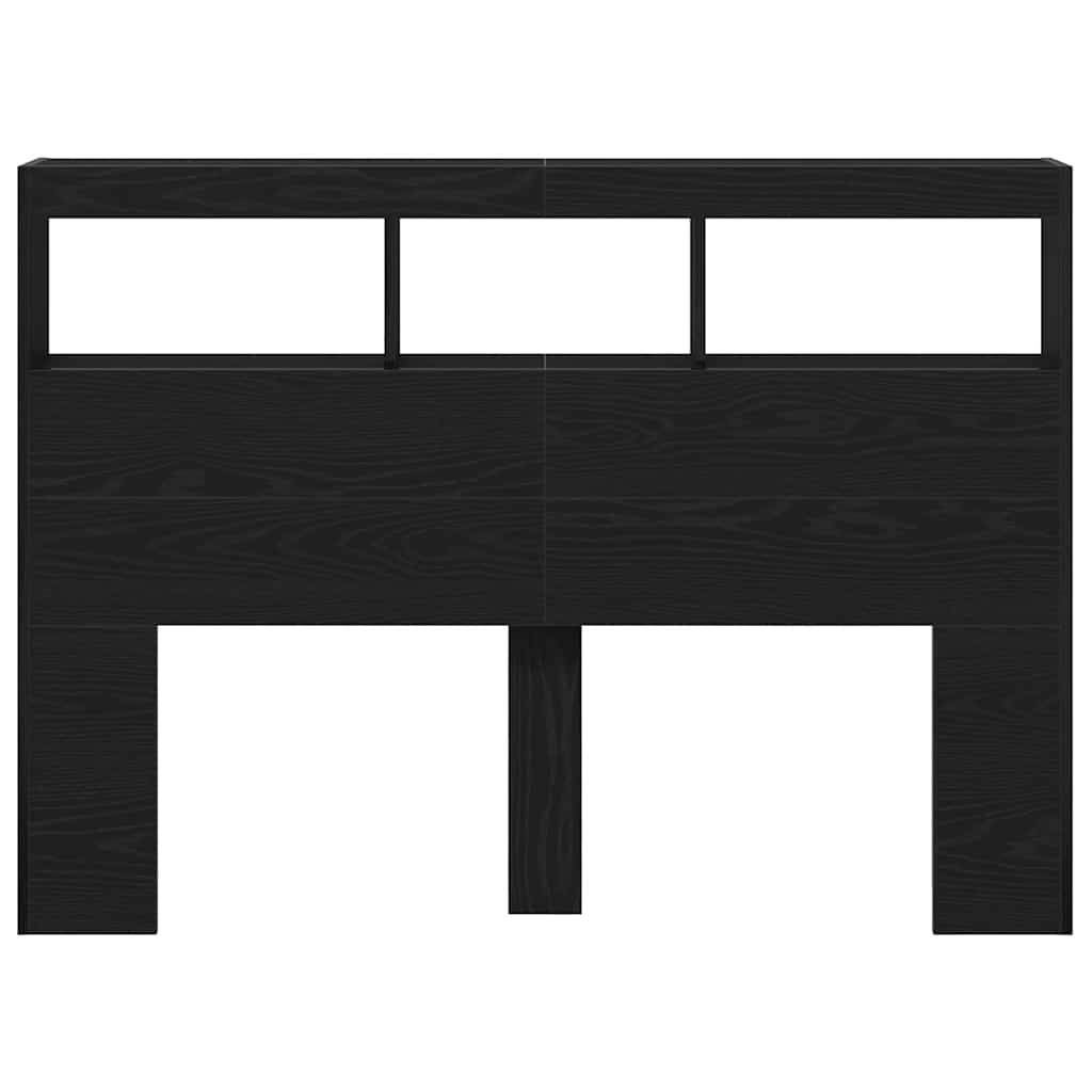 vidaXL Κεφαλάρι με Αποθηκευτικό Χώρο & LED Μαύρο Δρυς 140x17x102 εκ.