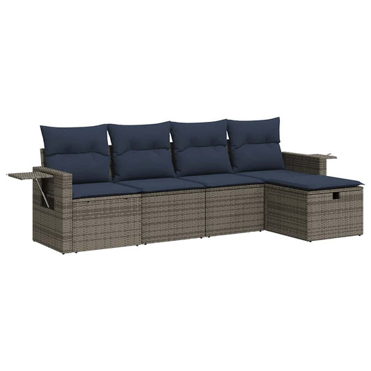 vidaXL Σαλόνι Κήπου 5 Τεμαχίων Γκρι από Συνθετικό Ρατάν με Μαξιλάρια