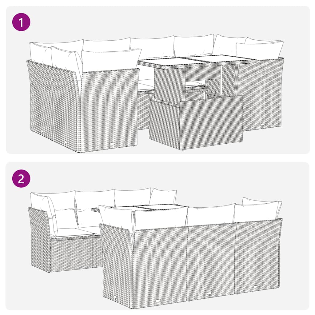 vidaXL Σαλόνι Κήπου Σετ 7 τεμ. Μπεζ Συνθετικό Ρατάν με Μαξιλάρια