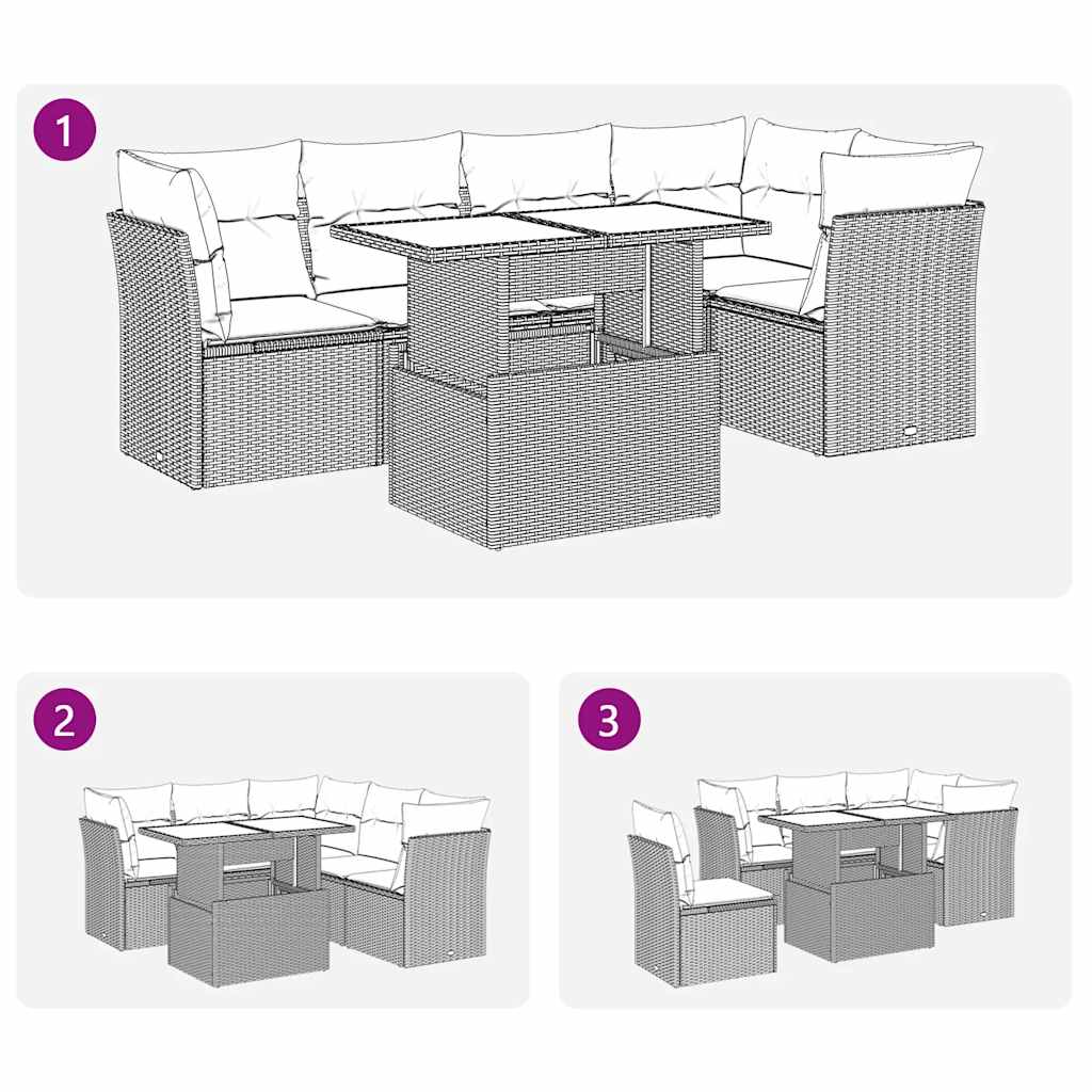 vidaXL Σαλόνι Κήπου Σετ 6 Τεμαχίων Καφέ Συνθετικό Ρατάν με Μαξιλάρια