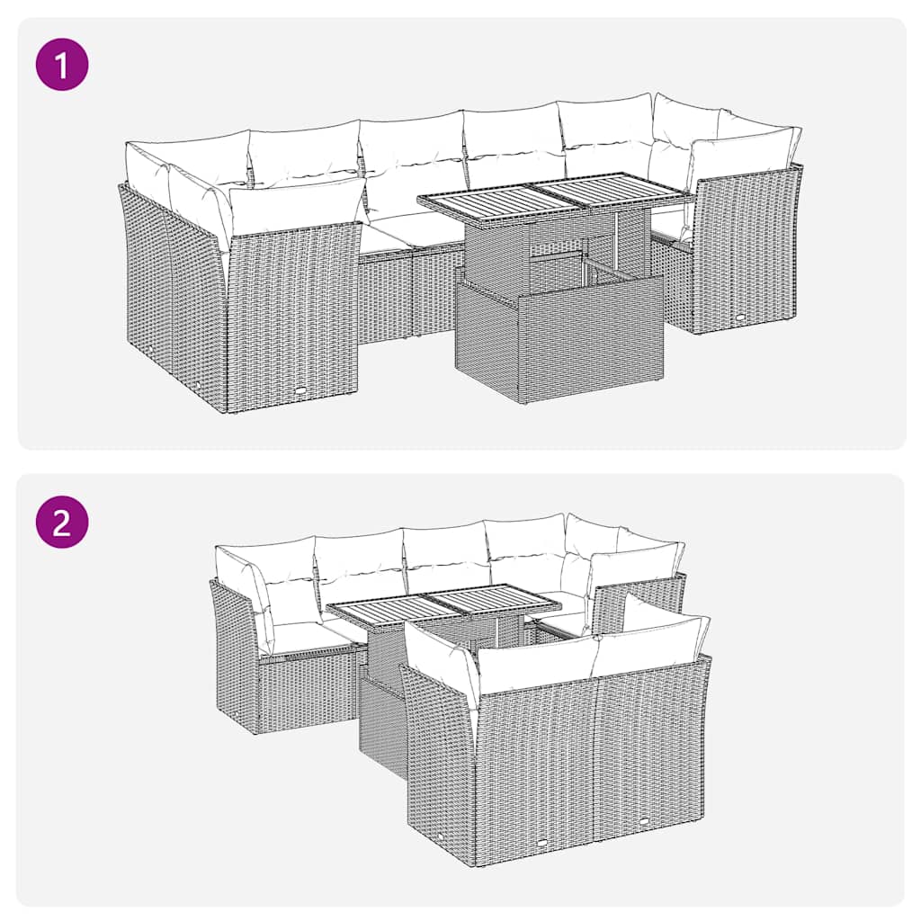 vidaXL Σαλόνι Κήπου Σετ 8 τεμ. Μπεζ Συνθετικό Ρατάν με Μαξιλάρια