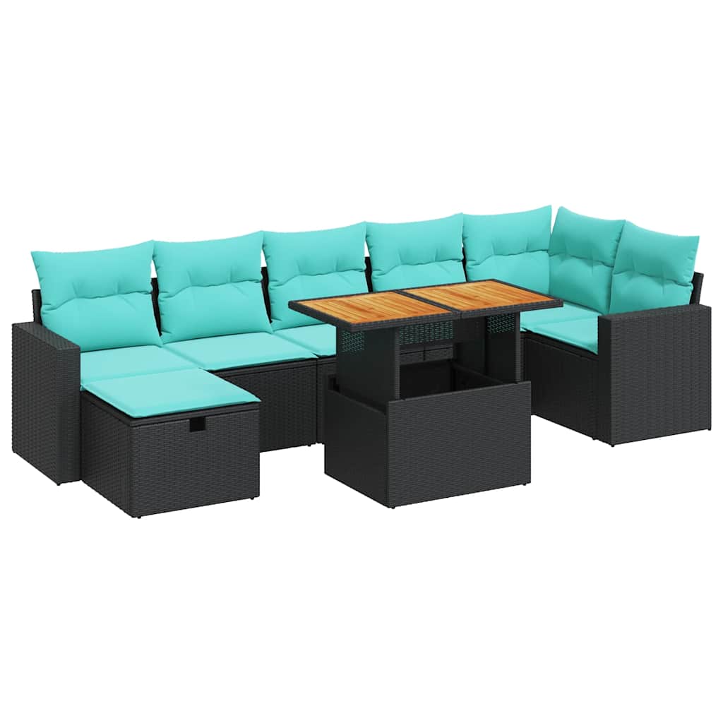 vidaXL Σαλόνι Κήπου Σετ 8 τεμ Γκρι Συνθετικό Ρατάν Μαξιλάρια ακακίας