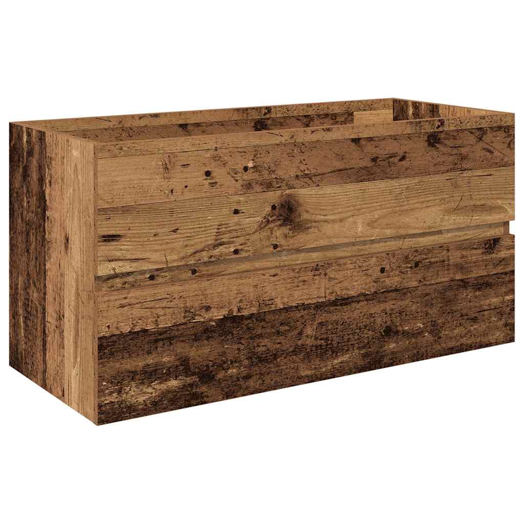 vidaXL ντουλάπι νεροχύτη με ενσωματωμένη λεκάνη και βρύση παλιό ξύλο