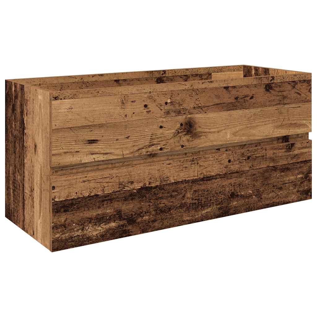 vidaXL ντουλάπι νεροχύτη με ενσωματωμένη λεκάνη και βρύση παλιό ξύλο