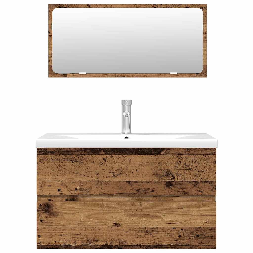 vidaXL Σετ Επίπλων Μπάνιου 3Τεμαχίων Παλιό Ξύλο από Επεξεργασμένο Ξύλο