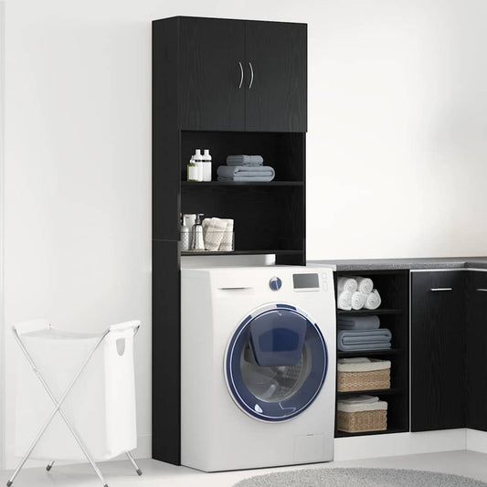 vidaXL Ντουλάπι Πλυντηρίου Ρούχων Μαύρο Δρυς 64x24x190 εκ. από Τεχνητό Ξύλο