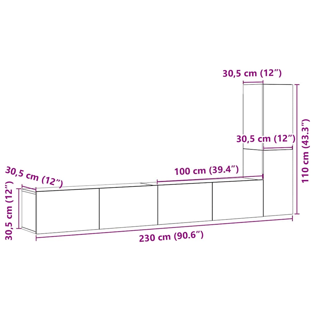 vidaXL 3 τεμαχίων ντουλάπι τηλεόρασης που τοποθετείται τοίχο από