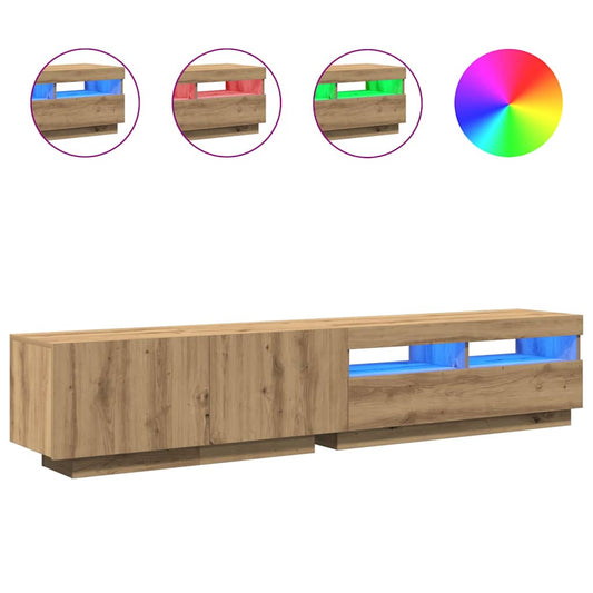 vidaXL Έπιπλο Τηλεόρασης με LED Αρτισιανή Δρυς 200x35x40 εκ Επεξ.Ξύλο