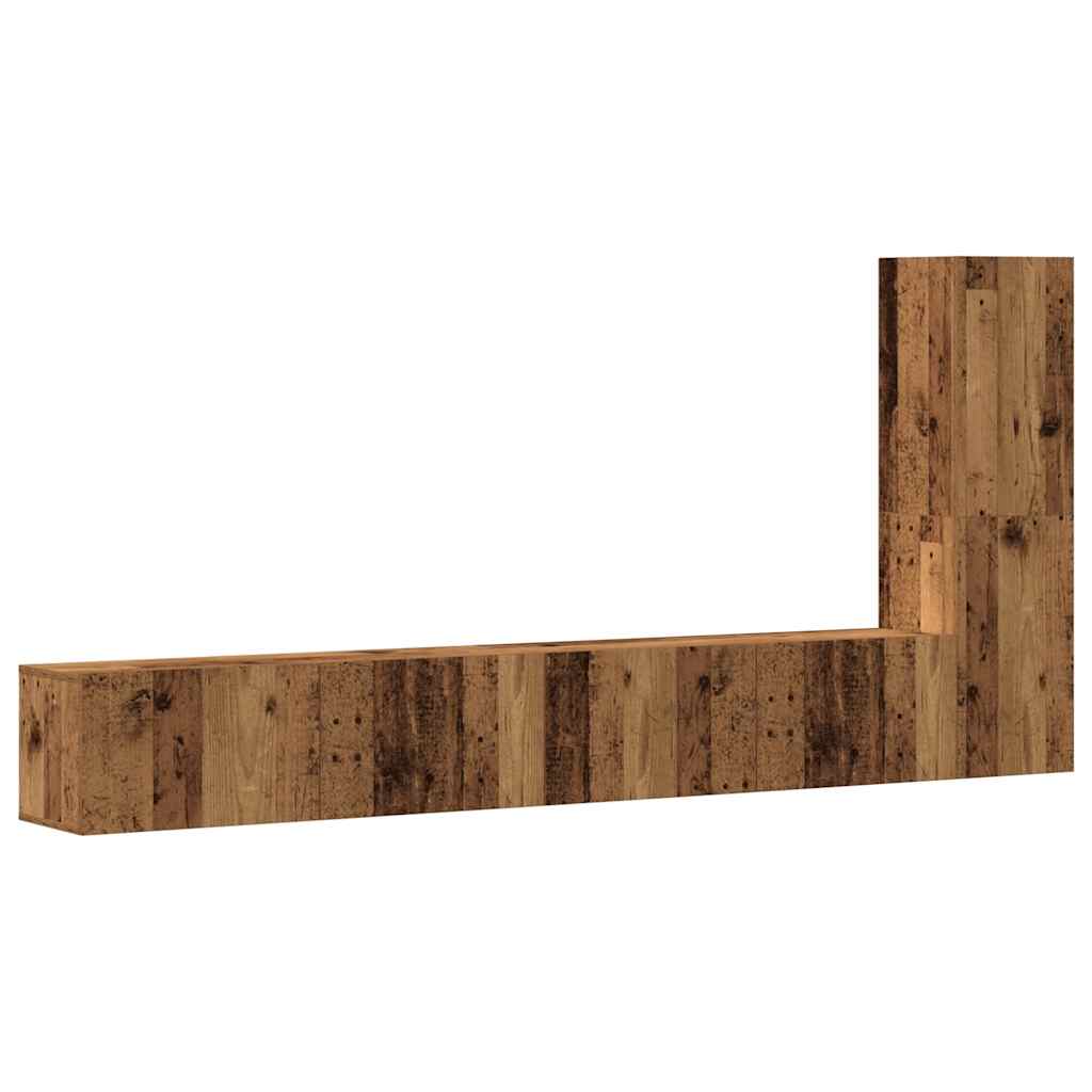 vidaXL 3 τεμαχίων σετ ντουλαπιών τηλεόρασης με επίτοιχο παλιό ξύλο
