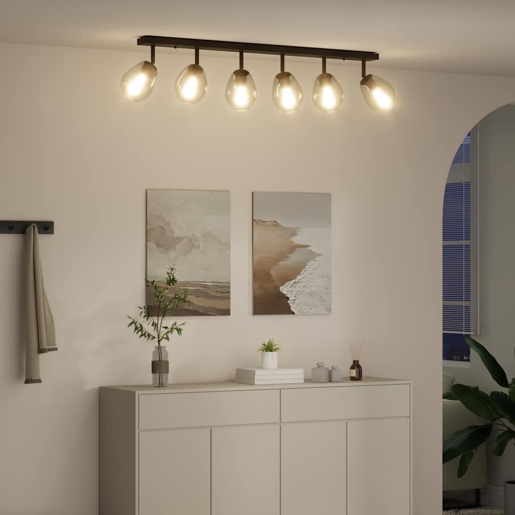 vidaXL Φωτιστικά Οροφής με Ρυθμιζόμενο Γυάλινο Καπέλο σε Ανθρακόχρωμο E27