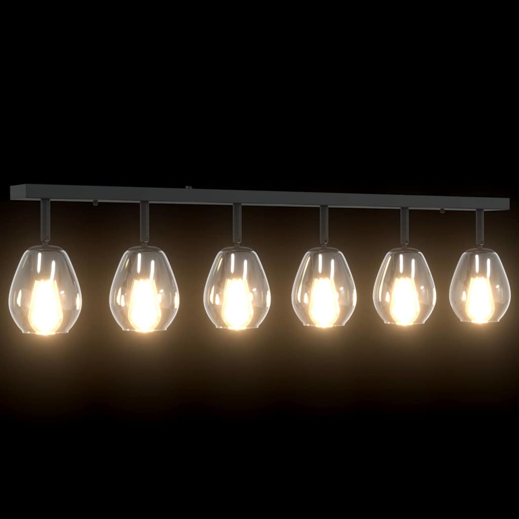 vidaXL Φωτιστικά Οροφής με Ρυθμιζόμενο Γυάλινο Καπέλο σε Ανθρακόχρωμο E27