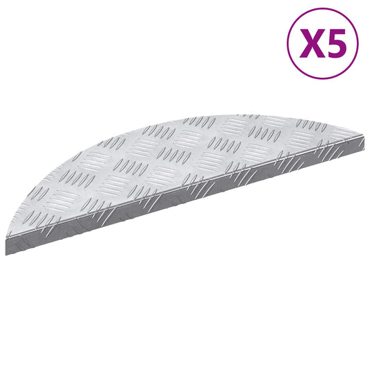 vidaXL Σκαλοπάτι Ημισέληνος 5 pcs Ασημί 60 x 18 εκ Αλουμίνιο