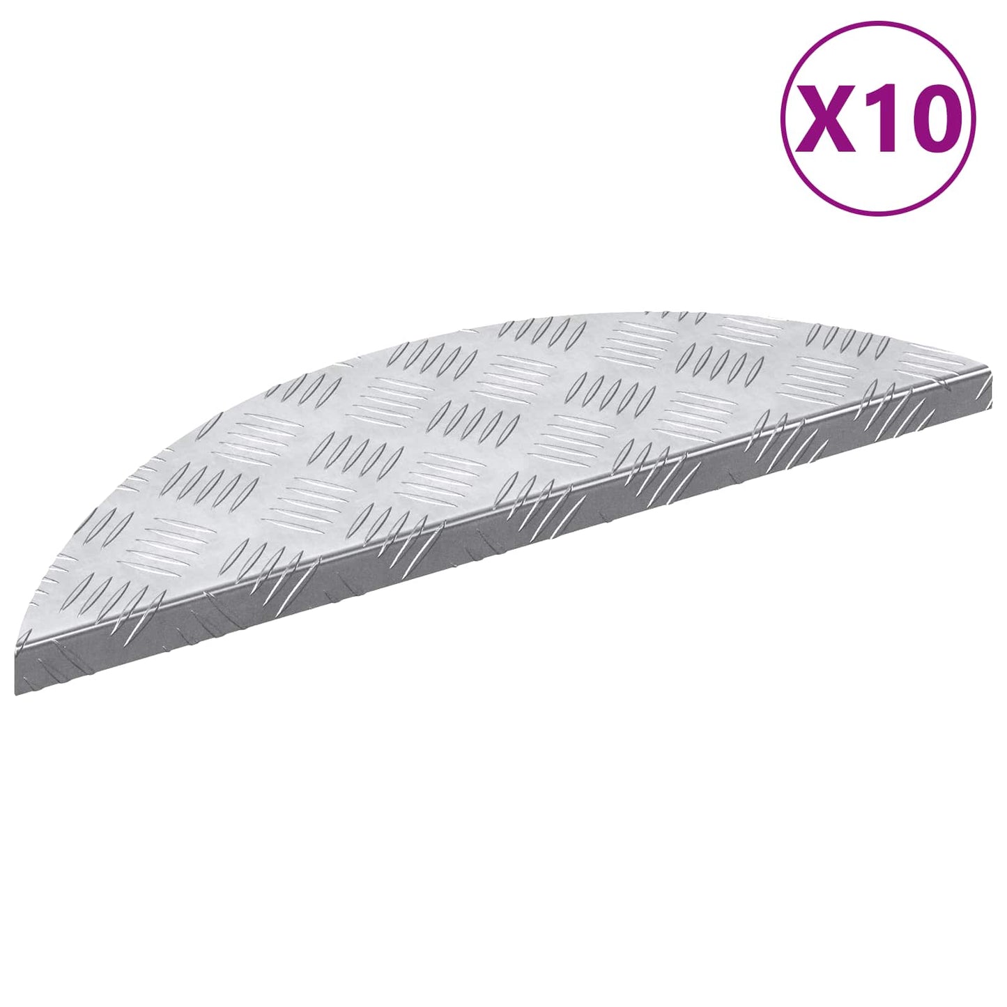 vidaXL Σκαλοπάτι Ημισέληνος 10 pcs Ασημί 60 x 18 εκ Αλουμίνιο