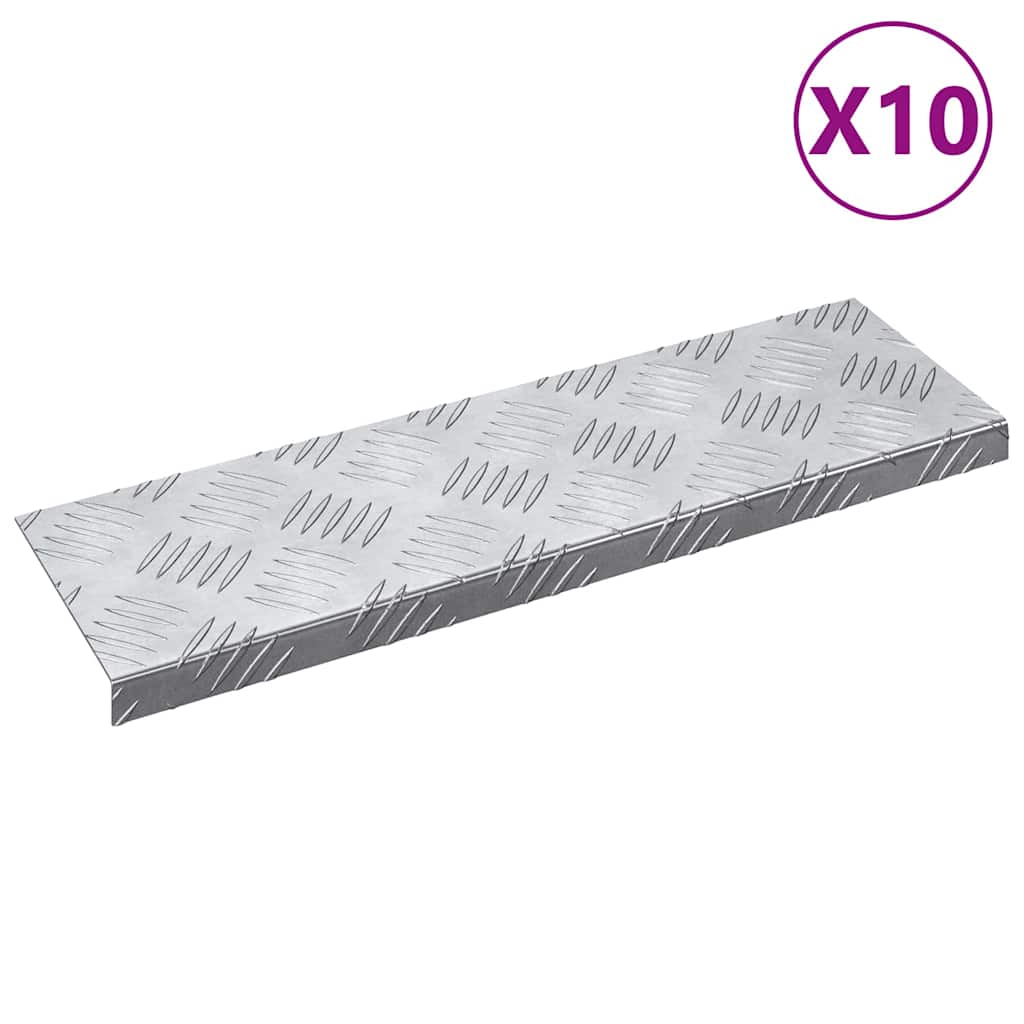 vidaXL Σκαλοπάτι Ορθογώνιος 10 pcs Ασημί 60 x 18 εκ Αλουμίνιο